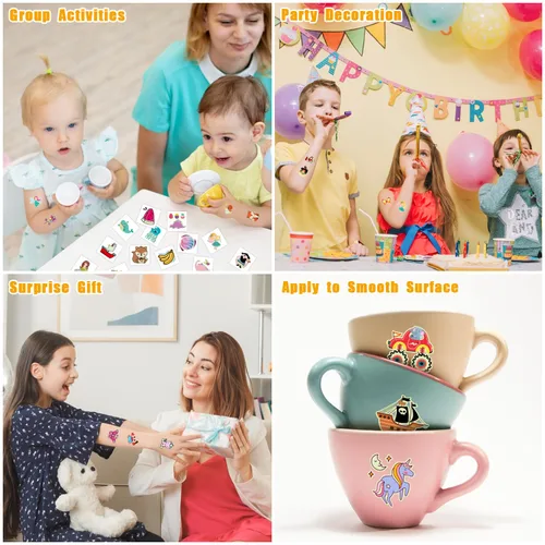 Vista 5 de Partywind 204 estilos de tatuajes temporales luminosos para niños, suministros de fiesta brillantes, regalos para bolsas de regalos, divertidas