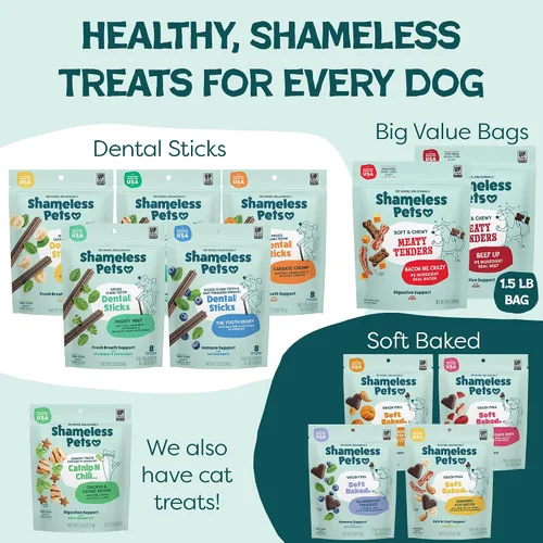 Vista 7 de Shameless Pets Golosinas suaves y masticables para perros, Bacon Me Crazy Meaty Tenders, 8 onzas, el tocino real es el primer ingrediente, sin
