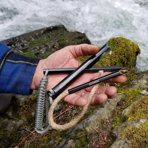 Vista 3 de Hexalite Ferro Rod y FireWick Kit de yesca Varilla ferro hexagonal extra grande de 1/2 x 6 pulgadas de largo Incluye Tinder FireWick Paquete