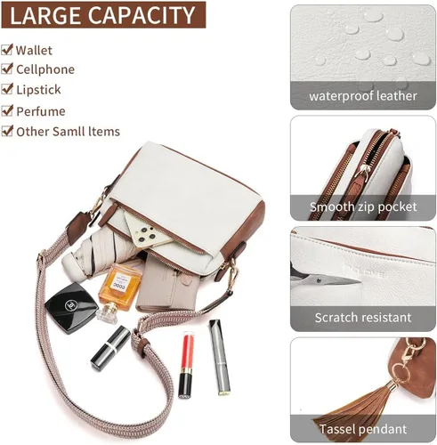 Vista 5 de pclove Bolsos cruzados para mujer, bolsos cruzados pequeños de moda para mujer, de cuero vegano, bolso cruzado para mujer, bolso de hombro para mujer