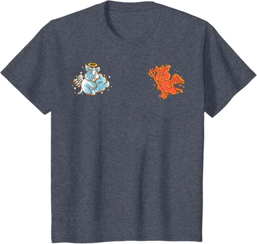Vista 98 de Camiseta de gato ángel y diablo sentado en tu hombro Nerd Kitten, Negro