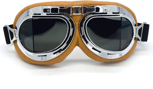 Vista 12 de Gafas Vintage para Motocicleta Antivaho y Antiimpacto Protección UV Gafas de Aviador Piloto, Adulto Carreras Voladores Equitación Arena y Polvo