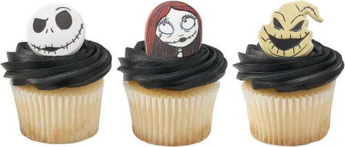 Vista 7 de DecoPac Anillos de The Nightmare Before Christmas, decoraciones de cupcakes con Jack, Sally y Oogie Boogie, paquete de 24