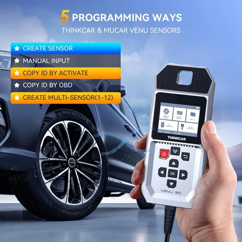Vista 6 de THINKTPMS VENU90 TPMS OBD2 Herramienta de diagnóstico, activar/leer/aprender servidor TPMS, programación de sensores THINKCAR/MUCAR (315/433MHz),