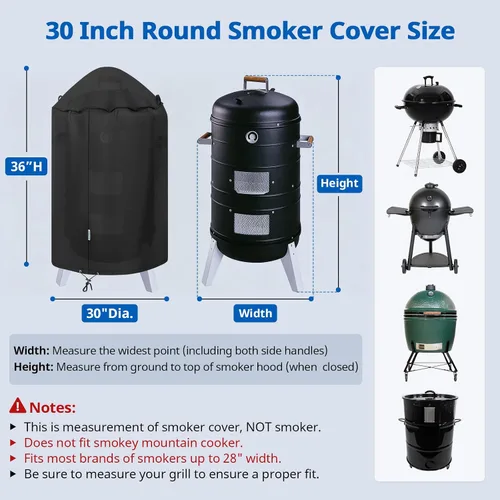 Vista 9 de SunPatio Cubierta redonda para ahumador de 30 pulgadas, resistente e impermeable, para parrilla Weber, Charbroil, Char-Griller Kamado y más