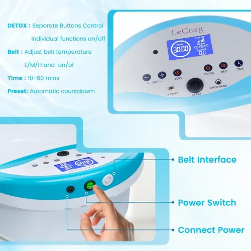 Vista 4 de LeCuag Máquina de desintoxicación iónica para baño de pies, máquina de spa de pies para uso doméstico, bañera de baño de pies con cinturón