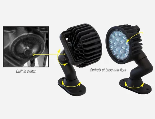 Vista 4 de Buyers Products 1492145 Luz de trabajo LED de inundación ultra brillante articulada de 5 pulgadas de ancho, 18 LED, 4500 lúmenes, clasificación