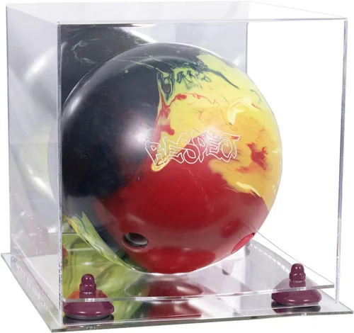 Vista 64 de Better Display Cases Acrylic Bowling Ball Display Case with Mirror Case, Yellow Risers and Clear Base (B33/A028)