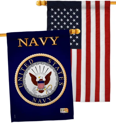 Vista 29 de Breeze Decor Bandera de jardín de 13 x 18.5 pulgadas, con licencia oficial de las Fuerzas Armadas de los Estados Unidos de la Marina de los Estados