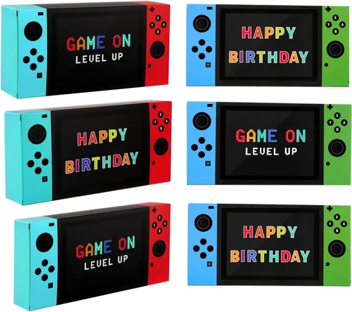 Vista 7 de Cajas de regalo para fiestas de videojuegos, 12 unidades, cajas de regalo con temática de juego para niños, suministros de fiesta de cumpleaños