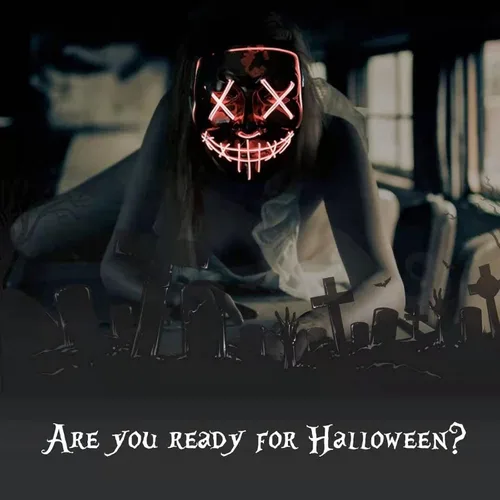 Vista 8 de VITALL Máscaras de Halloween disfraz de miedo disfraz de purga para mujeres hombres niños mascarada cosplay carnaval festivales fiestas regalos rojo