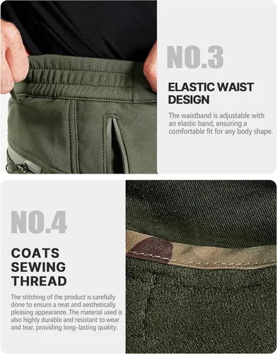 Vista 7 de FREE SOLDIER Pantalones cargo con vellón Softshell para hombre, para nieve, esquí, senderismo, con cinturón