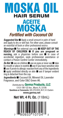 Vista 8 de Aceite De Moska Fortificado Con Aceite De Coco 2 Oz Por Germa