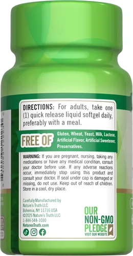 Vista 7 de Nature's Truth Vitamina B12 1000 mcg 60 cápsulas blandas Suplemento sin OMG y sin gluten
