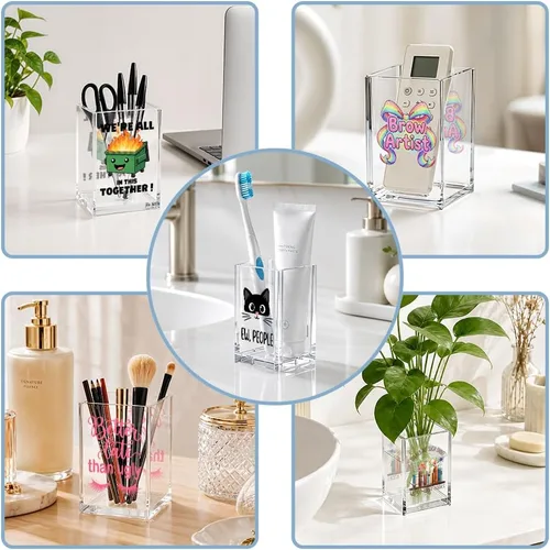Vista 6 de Beautiful Girl You Can Do Amazing Things - Soporte para lápiz cosmético de acrílico, accesorios de tocador, organizador de maquillaje para hija