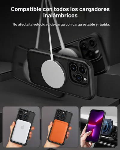 Vista 2 de Mobnano Funda para iPhone 13 Pro, compatible con MagSafe, funda transparente con anillo magnético, diseño multicolor protector a prueba de golpes
