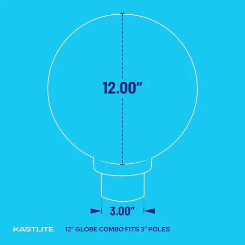 Vista 3 de KastLite Accesorio de iluminación combinado de globo de poste de lámpara Lente acrílica blanca de 12 pulgadas con acoplador blanco y montaje