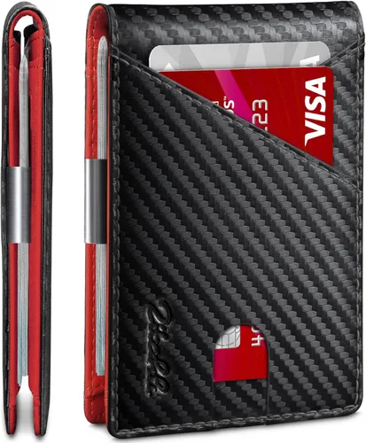 Vista 75 de Zitahli - Billeteras delgadas RFID para hombres, billetera de cuero flexible con clip de dinero, cartera minimalista con bolsillo frontal