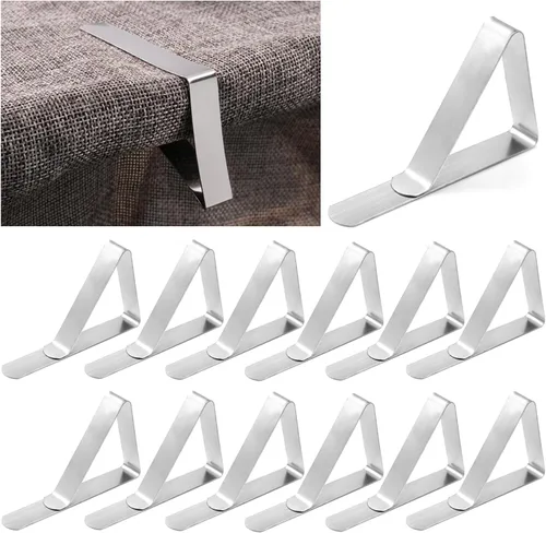 Vista 9 de Paquete de 12 clips para mantel, clips para mantel de picnic, abrazaderas de acero inoxidable, clips de mesa para restaurante, picnic, carpas 12