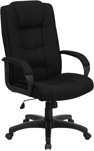Vista 4 de Flash Furniture Jessica - Silla de oficina giratoria ejecutiva de tela negra con brazos Giratorio de 360°, altura ajustable, grado comercial