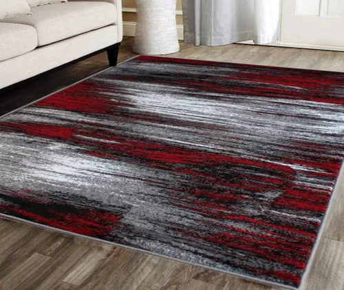 Vista 6 de Masada Rugs, Alfombra moderna y contemporánea, azul, gris y negro (2 pies x 3 pies)