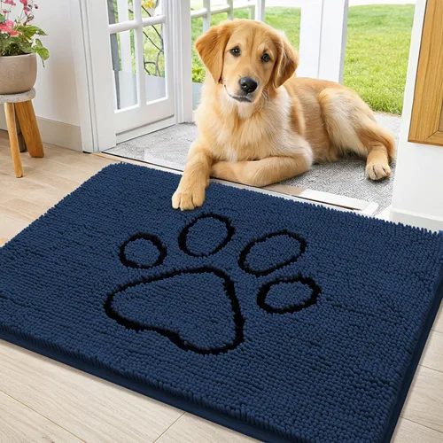 Vista 223 de Smiry Tapete para puerta de perro para patas fangosas, absorbente y Gris y negro