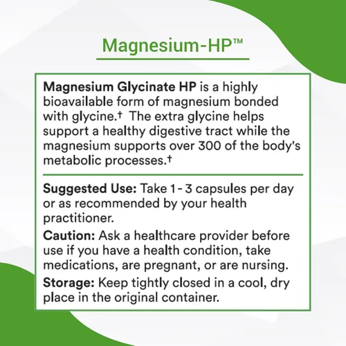 Vista 8 de Healthy Gut Magnesio-HP Cápsulas de glicinato de magnesio ultra puro con cero rellenos 180 mg de glicinato de magnesio 60 porciones