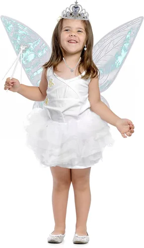 Vista 2 de Conjunto de disfraz de alas de mariposa con alas de ángel brillante y bonitas orejas de elfo para Halloween fiesta de cosplay para niños niñas