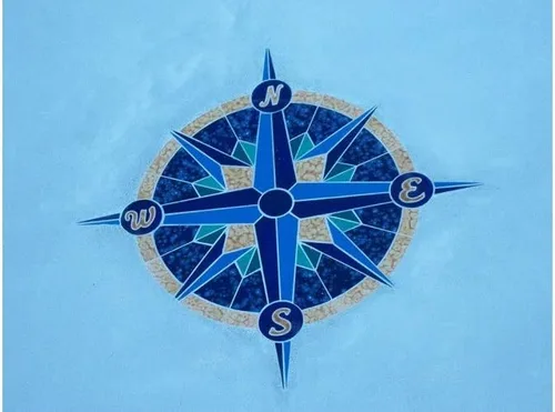 Vista 2 de Rose Compass 1 mosaico de cerámica para piscina (24 x 24 pulgadas)