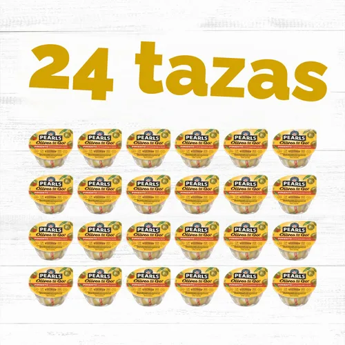 Vista 3 de Pearls Olives To Go - Aceitunas rellenas de Manzanilla, paquete de 24, tazas de 1.6 onzas