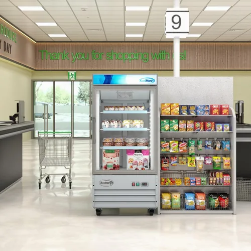 Vista 6 de KoolMore 66 cm. Refrigerador vertical comercial para exhibición con una puerta de vidrio blanco - 9 pies cúbicos (MDF-1GD-9C-WH)