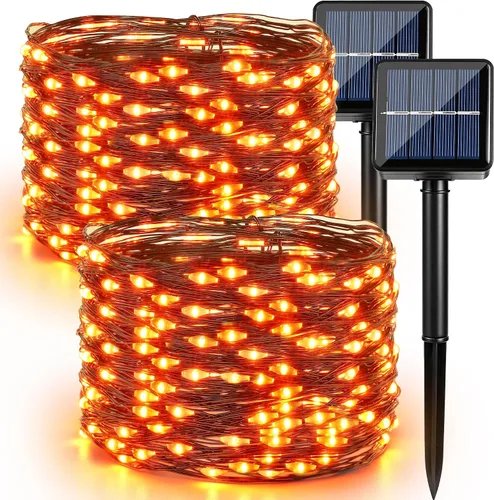 Vista 8 de Brizled Guirnalda de luces solares de vid de 33 pies, 100 luces LED solares, 8 modos, hojas de hiedra artificial, luces solares de vid, luces