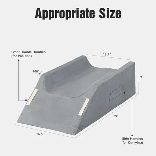 Vista 5 de LightEase Almohada de cuña doble para piernas poscirugía, rodilla, tobillo, almohada de espuma viscoelástica para lesiones, dormir, reposapiés
