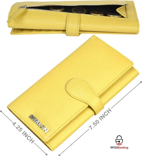 Vista 4 de Carteras de piel con bloqueo RFID para cheques con 11 ranuras para tarjetas para mujer