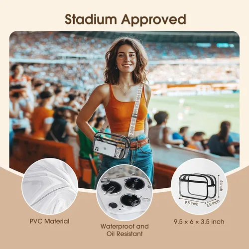 Vista 3 de Bolsa transparente para eventos de estadio, bolso transparente para mujeres, bolsa cruzada aprobada para estadios, bolsa para conciertos, eventos