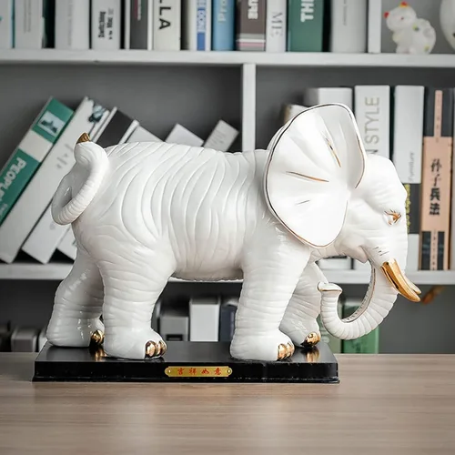 Vista 3 de Estatua china feng shui estatua de elefante de cerámica estatua de elefante Lucky Feng Shui Decoración Elefante Apertura Elefantes Animales Figurita