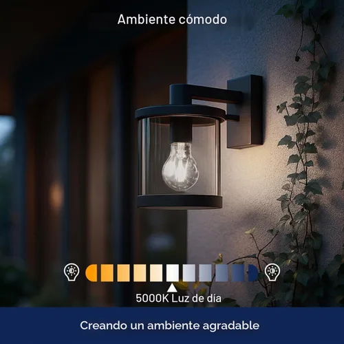 Vista 6 de FLSNT Foco LED del amanecer al anochecer con sensor para exteriores A19, 5000K Luz diurna, 7W (equivalente a 60W), 800LM, base E26 de filamento 60w