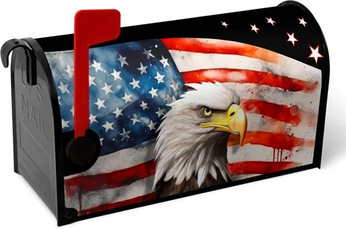 Vista 80 de Funda magnética para buzón patriótico de verano del 4 de julio, cubierta para buzón de bandera de Estados Unidos, diseño floral, Día