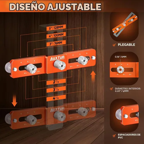 Vista 6 de Plantilla de hardware de gabinete, herramienta de plantilla de manija de gabinete ajustable with Deep Hole Pencil， with Alignment Hole, Punch