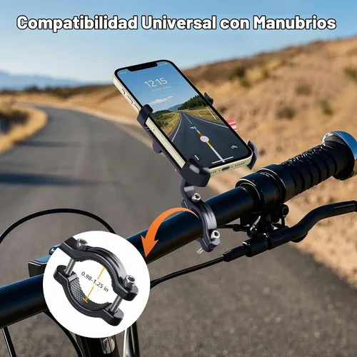 Vista 3 de Soporte de teléfono para bicicleta, soporte de manillar de aluminio para Negro