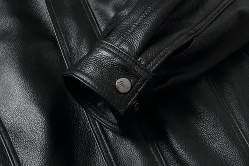 Vista 8 de REED Chaqueta de cuero genuino estilo americano para hombre
