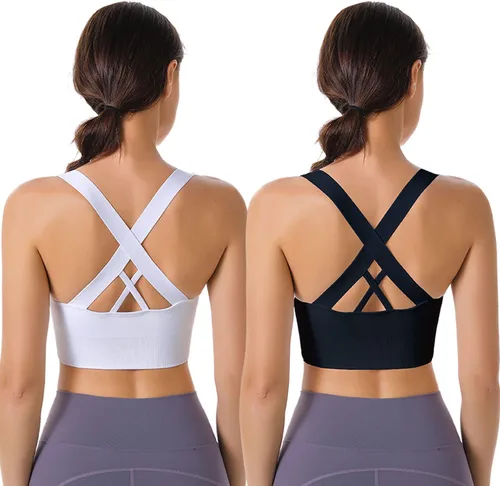 Vista 20 de High Support Sports Bras for Women, Padded Criss Cross Seamless 3-5Pack