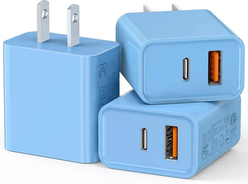 Vista 11 de Paquete de 3 cargadores tipo C, enchufe de pared USB C de doble puerto de 20 W PD y QC USB A bloque de carga rápida para Samsung Galaxy S24