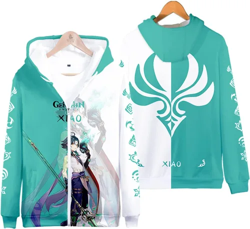 Vista 3 de SIAOMA Games - Sudadera con capucha y cremallera unisex con cordón 3D