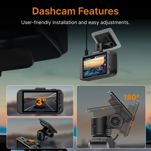 Vista 7 de Miofive Cámara de salpicadero delantera – Cámara de salpicadero 4K UHD para coches, Bluetooth incorporado, Wi-Fi de 5G, GPS, pantalla IPS de 3