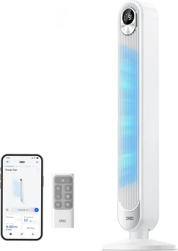 Vista 14 de DREO Ventilador de torre para dormitorio, velocidad de 28 pies/s
