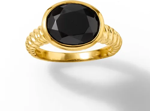 Vista 5 de Ross-Simons Anillo de ónix negro en oro de 18 quilates sobre plata esterlina