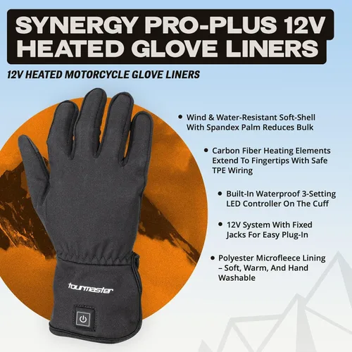 Vista 4 de Tourmaster Synergy Pro-Plus - Guantes de motocicleta con calefacción de 12 V