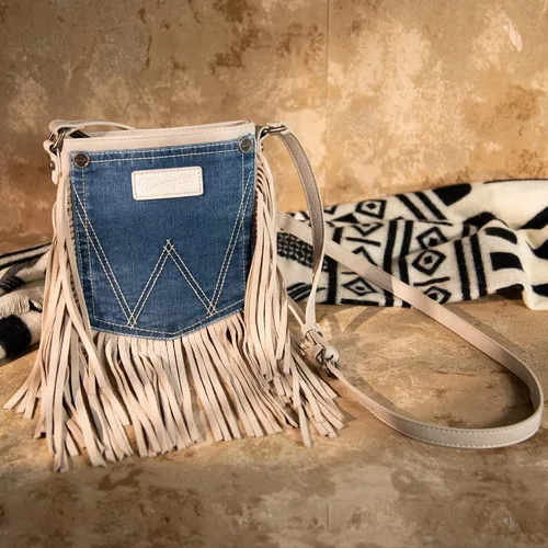 Vista 2 de Wrangler Denim Fringe Purse for Women Western Crossbody Bag