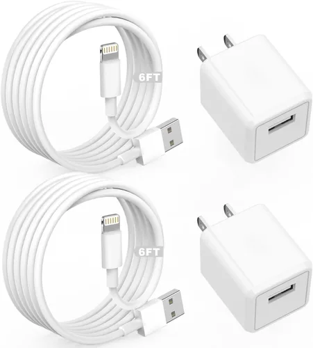 Vista 8 de Carga para cargador de iPhone [certificado MFi de Apple] Paquete de 2 cables Lightning para sincronización de datos con cable de carga USB A, bloque